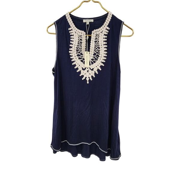 New NWT Max Studio Nave Crochet Detail Sleeveless Top Medium - Picture 1 of 8